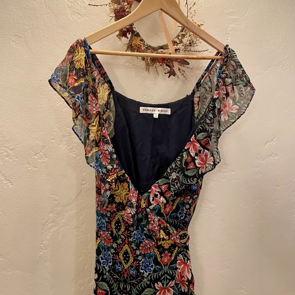 Rebecca Minkoff Jessica Ruffled Floral Midi Wrap Dress - Picture 2 of 13